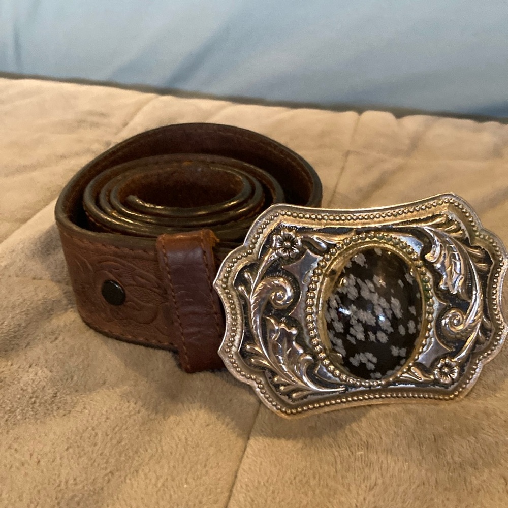 Nocona Belt Co tooled leather belt.
